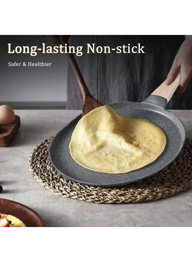 Black Nonstick Pancake Pan with Heat Resistant Handle and Bamboo Brush - Image 4