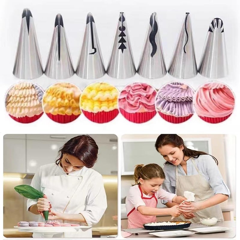 MDLJG 10pcs Cake Decorating Icing Piping Tip Set, Pleated Skirt PipingNozzles Set Ruffle Piping Tips Stainless Steel Frosting TipsDecorating Tips for Cake Cupcakes Cookies with A Cleaning Brush(10pcs) - Image 4