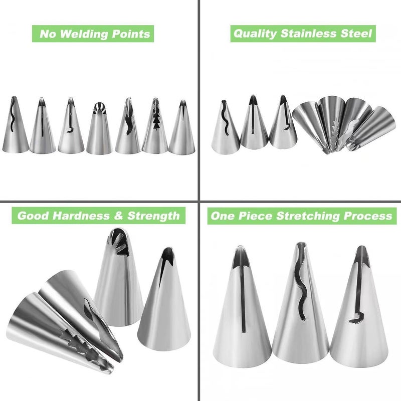 MDLJG 10pcs Cake Decorating Icing Piping Tip Set, Pleated Skirt PipingNozzles Set Ruffle Piping Tips Stainless Steel Frosting TipsDecorating Tips for Cake Cupcakes Cookies with A Cleaning Brush(10pcs) - Image 5