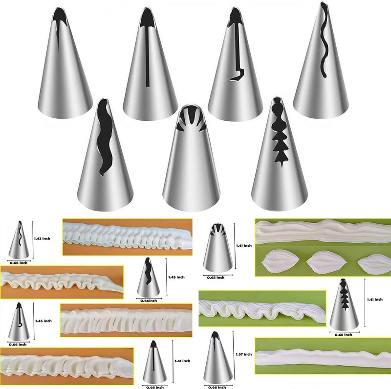 MDLJG 10pcs Cake Decorating Icing Piping Tip Set, Pleated Skirt PipingNozzles Set Ruffle Piping Tips Stainless Steel Frosting TipsDecorating Tips for Cake Cupcakes Cookies with A Cleaning Brush(10pcs) - Image 3