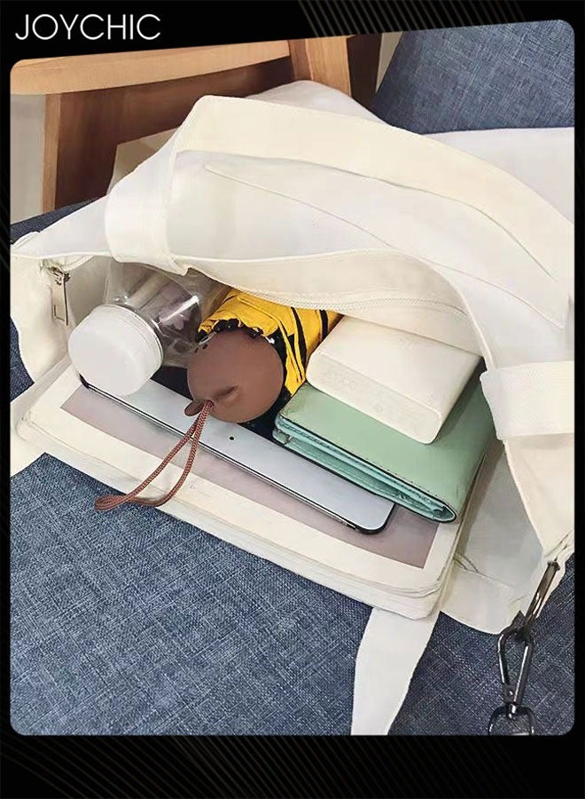 Joychic حقيبة توت بسيطة للنساء والرجال بسعة كبيرة حقيبة كتف متعددة الوظائف خفيفة الوزن قابلة للطي محمولة من القماش للعمل والمدرسة - Image 2