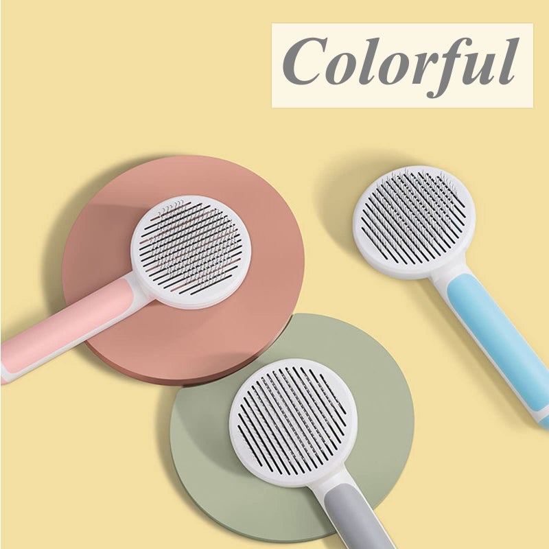 SimpleDot Self Cleaning Slicker Brush for Dogs and Cats, Pet Grooming Hair Brush, Removes Undercoat, Loose Hair, Mats, Tangles, and Dirt, Massages All Hair Types, Gray - Image 2