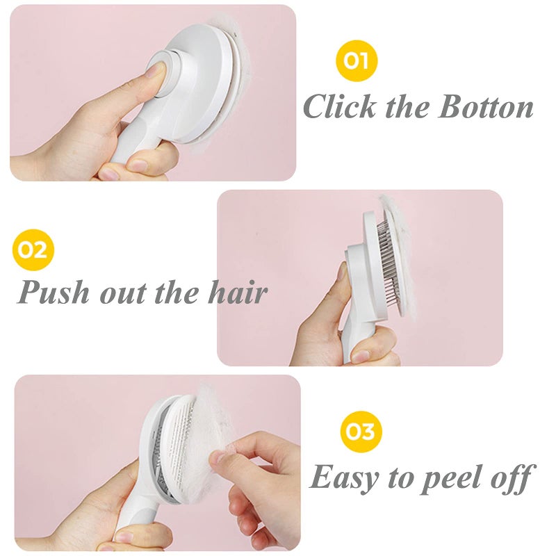 SimpleDot Self Cleaning Slicker Brush for Dogs and Cats, Pet Grooming Hair Brush, Removes Undercoat, Loose Hair, Mats, Tangles, and Dirt, Massages All Hair Types, Gray - Image 4