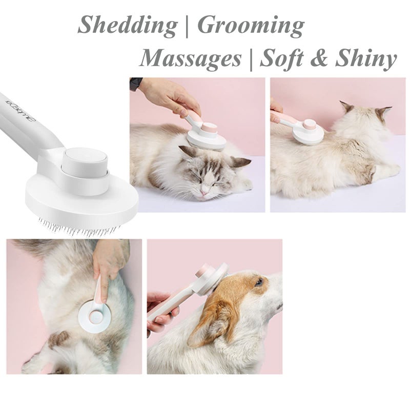 SimpleDot Self Cleaning Slicker Brush for Dogs and Cats, Pet Grooming Hair Brush, Removes Undercoat, Loose Hair, Mats, Tangles, and Dirt, Massages All Hair Types, Gray - Image 5