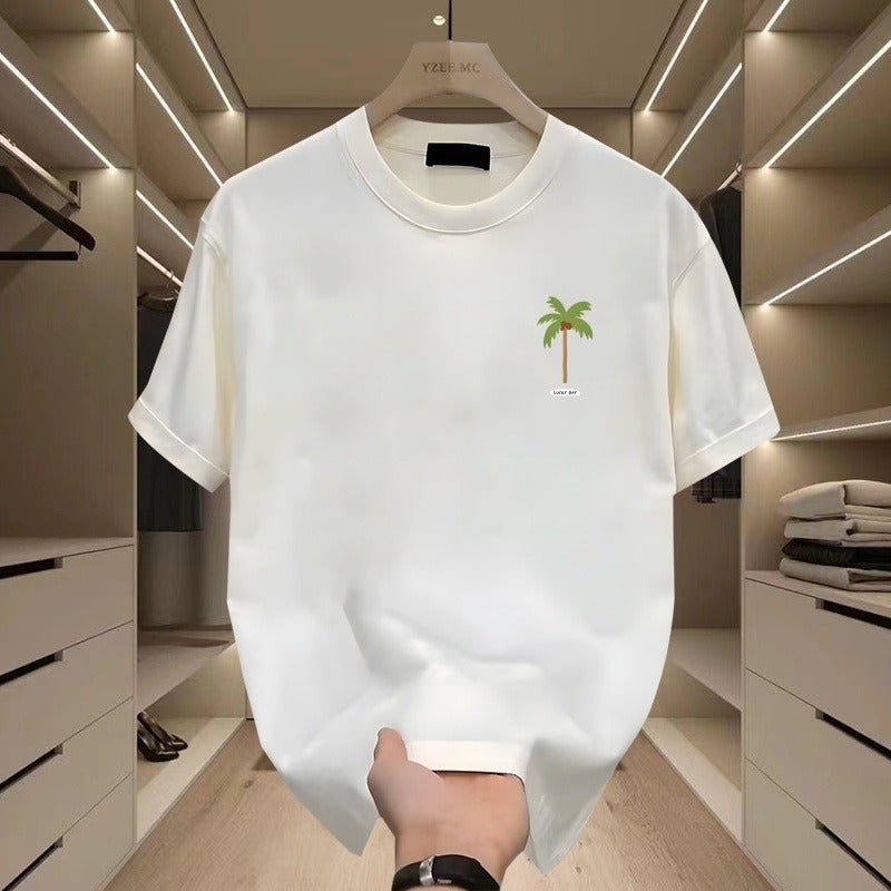 Summer High-End Short-Sleeved T-Shirt Boys Half-Sleeved Round Neck Loose Teenager T-Shirt Fashionable Korean-Style All-Match T-Shirt