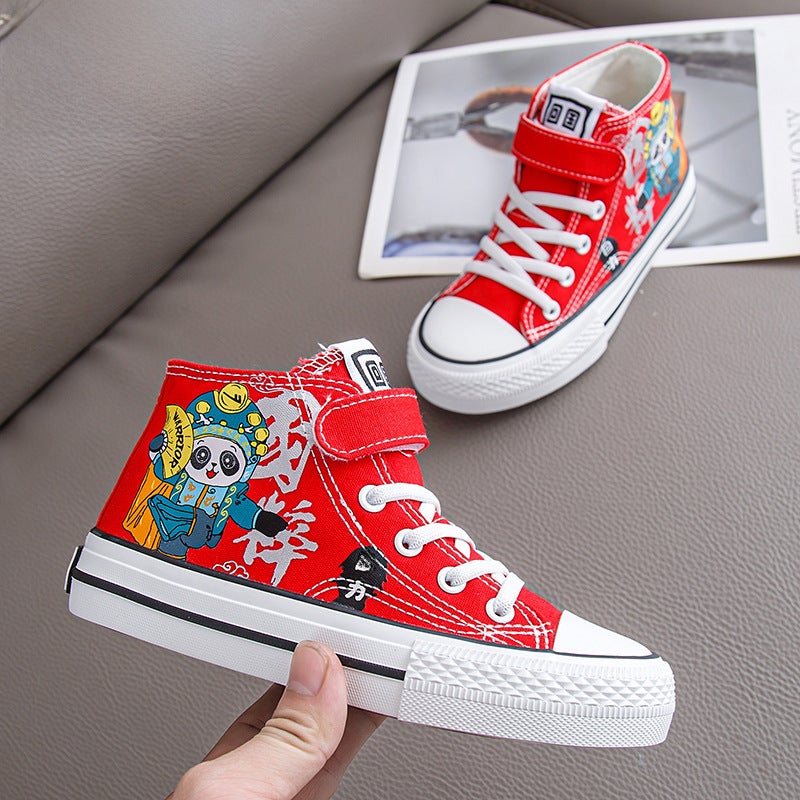 Kids High-Top Canvas Sneakers Cartoon 2023 Spring/Summer 0930 red
