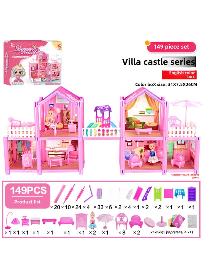 Toy Castle Villa Furniture Figurines Playset - Indoor Outdoor Play Compatible Highly Detailed Design-Color:【Box】 DSJ55-3:149 Sets Of 998g - Image 1