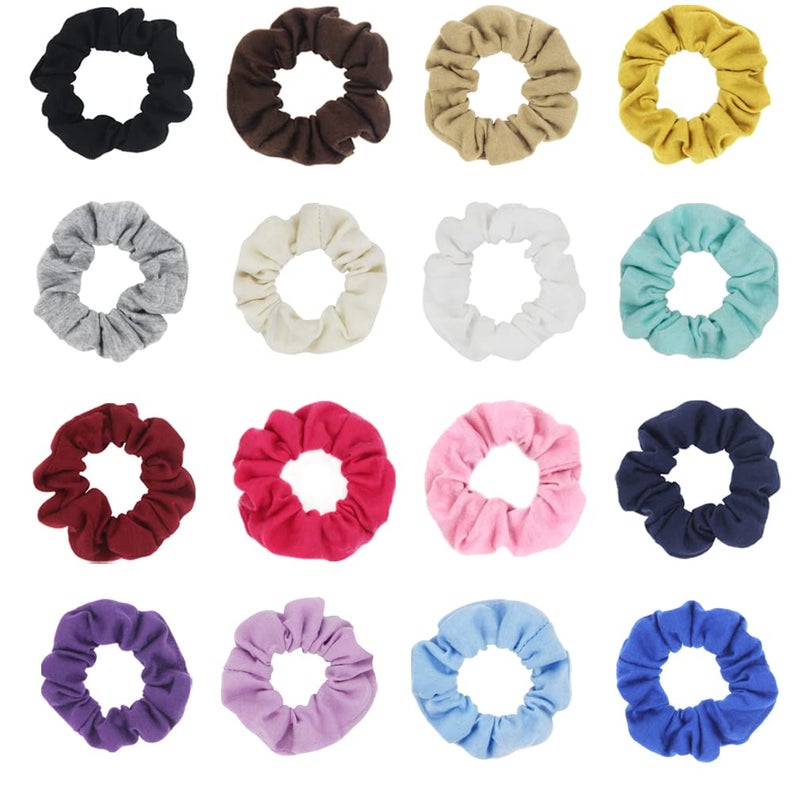 SUSULU SUSULU Pack of 16pcs Cotton Hair Scrunchies Single Jersey Solid Color Ponytail Holders Elastic Hair Ties for Women Accessories