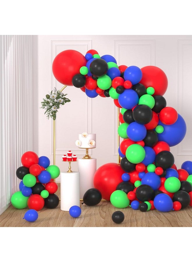 LUDEOU Red Blue Black Balloon Garland Arch Kit - DIY Balloon Arch with Red Blue Green Balloons for Hero Race Car Birthday Baby Shower Graduation Circus Carnival Party Decorations - Image 1