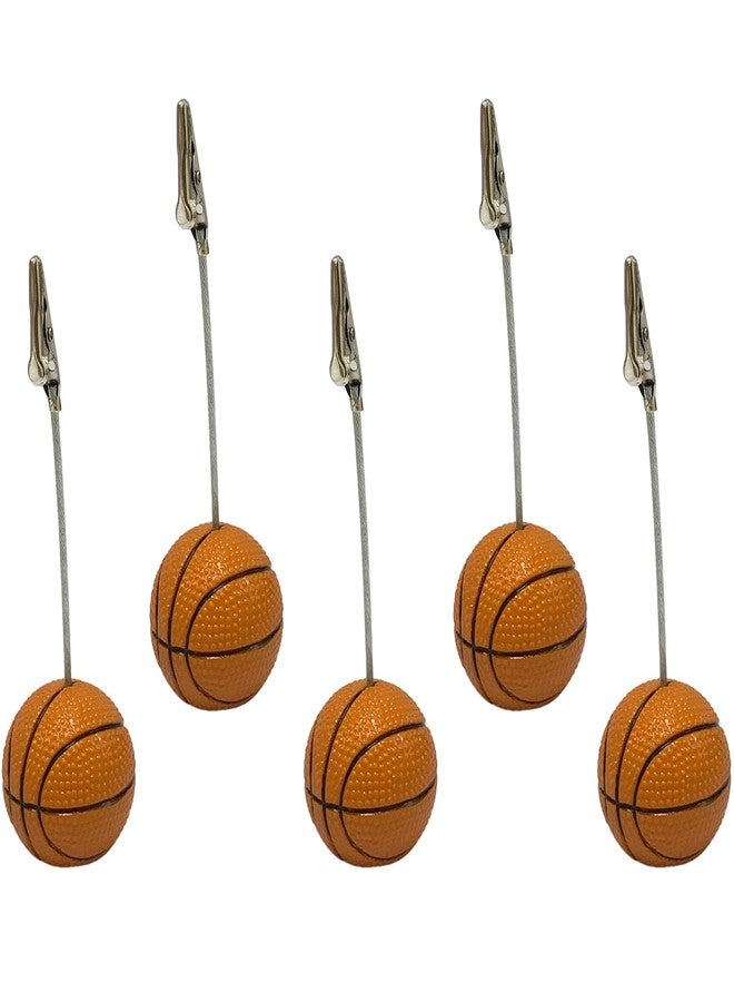 Xiaoyztan Basketball Clip for Table, Place Card Stand Holder, 5 Inch Height Memo Clip, Number Card Holder, Name Card Table Stand Decorations for Home Office Desk Sports Party Wedding Ceremony, 5 Pcs - Image 1