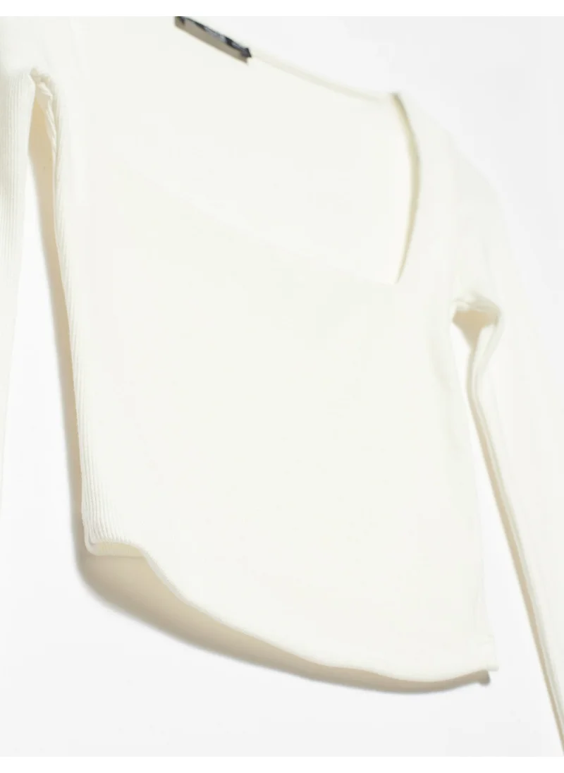 ديلفين 3700 Ribbed Long Sleeve Top-Ecru