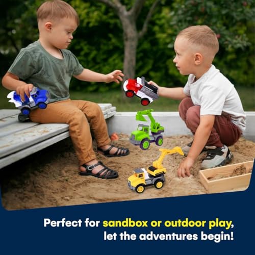 PLUSPOINT Construction Vehicle Trucks Friction Powered City Builder Series of Mixer, Excavator, Crane, Dumper Set of 4 Pretend Play Vehicles for Kids (4pc City Builder)- Multi Color - Image 5