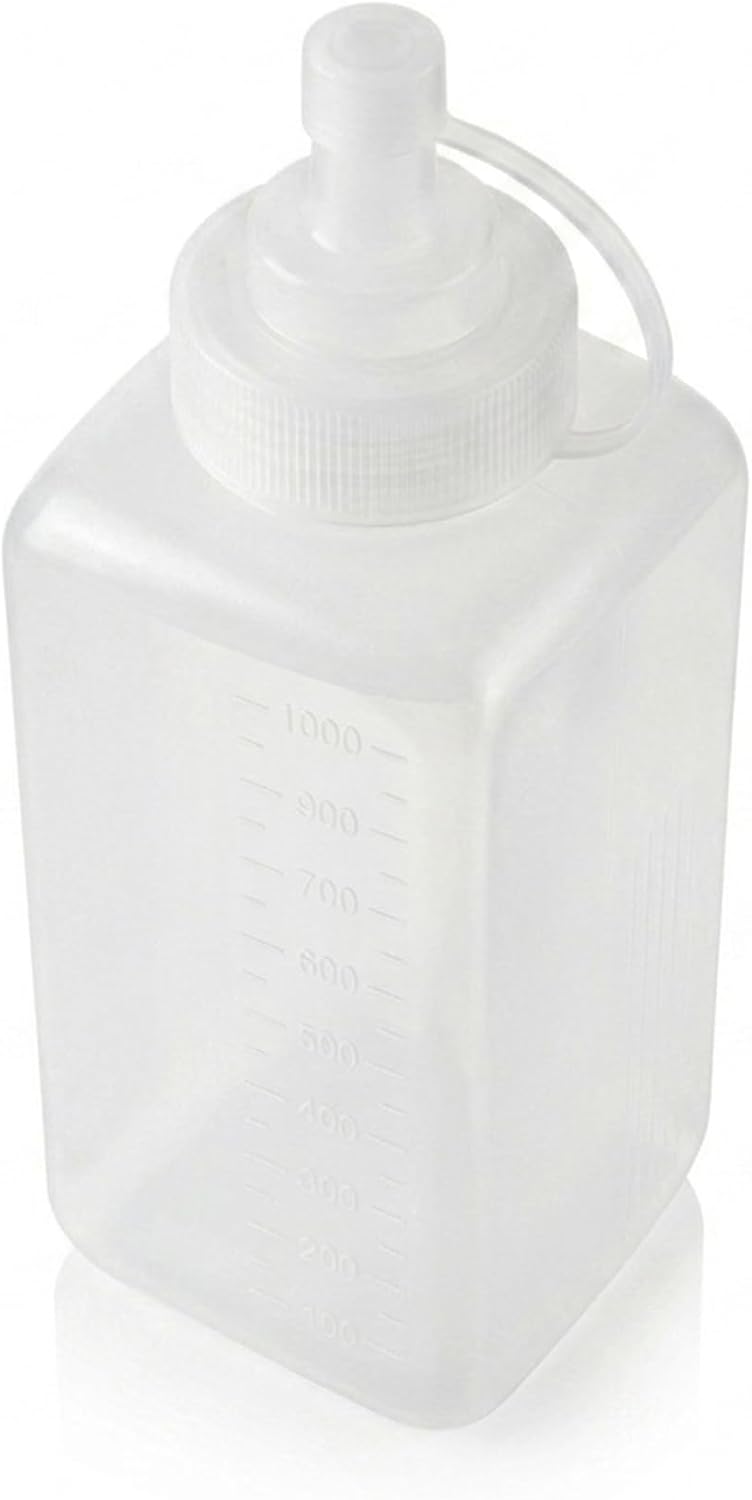 Cuisine Art 1000ml 1 Liter Oil Dispenser Squeeze Bottle – Food-Safe PE Plastic with Fine-Tip Nozzle Tethered Cap & Embossed Measurements for Cooking Oil Vinegar Sauce – Square Stable Base - Image 5