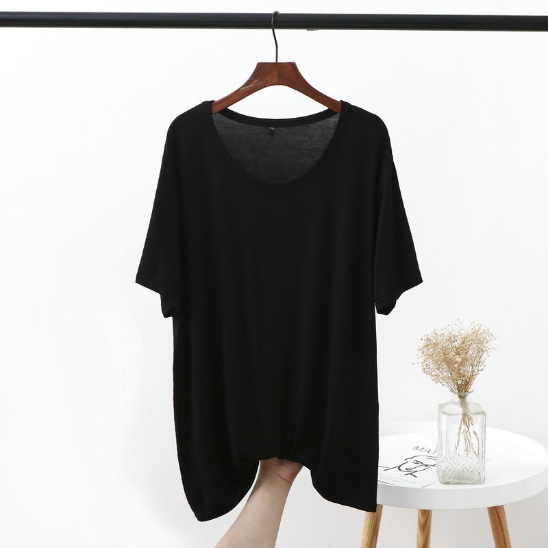 In The Of 2022, Korean Version Of Short-Sleeved Modal T-Shirt For Women'S Clothing Is Loose And Large Size Round Neck Base Shirt For Plump Girls - Image 5