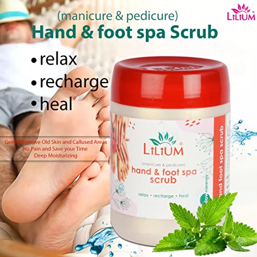 Lilium Hand & Foot Spa Scrub For Dead Skin & Tan Removal | Orange Peel Extract | Ammonia Free | Exfoliate Dead Tissue, 900ml - Image 2