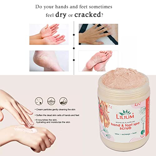 Lilium Hand & Foot Spa Scrub For Dead Skin & Tan Removal | Orange Peel Extract | Ammonia Free | Exfoliate Dead Tissue, 900ml - Image 4