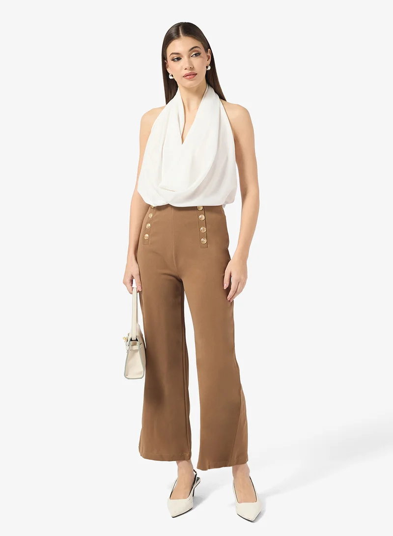 ELLA High Waist Trouser With Front Button Detail