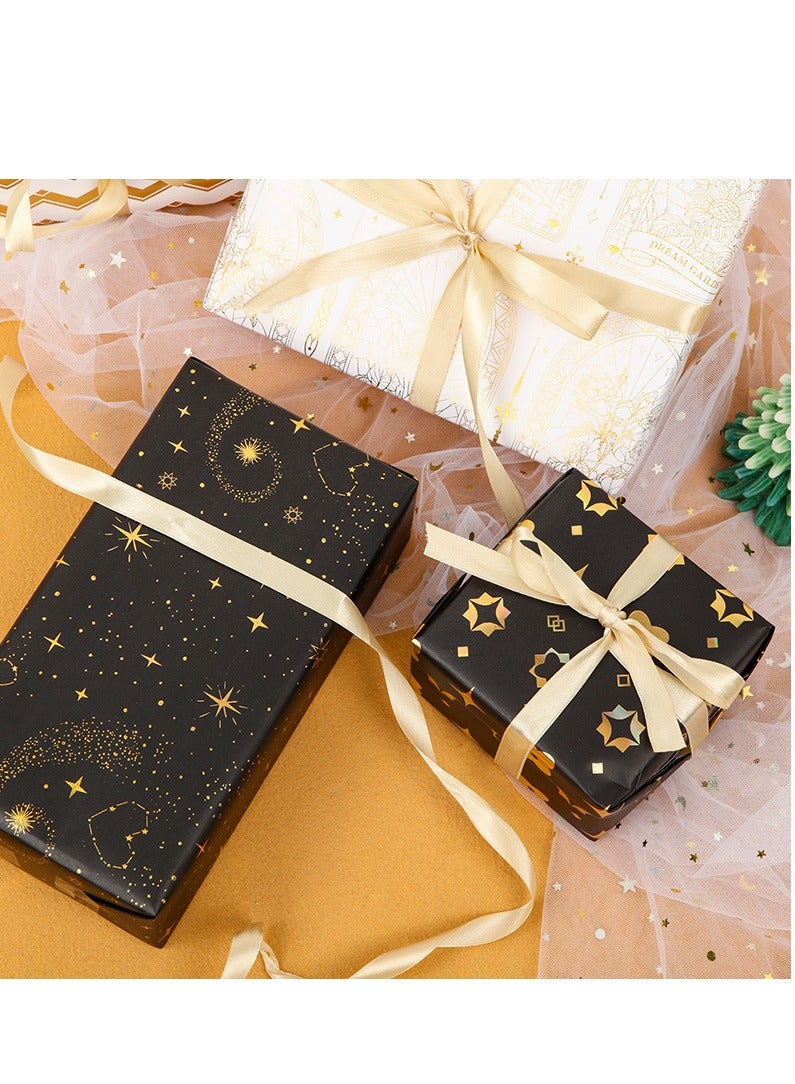 Luxury Gift Wrapping Paper Flower Gallery Gold Foil Elegant Design Gift Box Package 2 Rolls with Ribbon - Image 5
