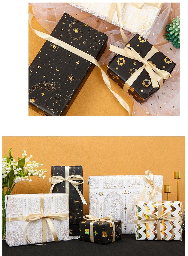 Luxury Gift Wrapping Paper Flower Gallery Gold Foil Elegant Design Gift Box Package 2 Rolls with Ribbon - Image 4