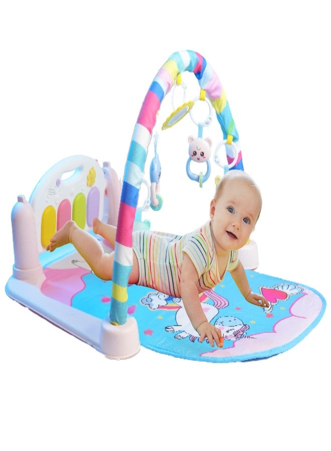 Yetli 5 in 1 Musical Keyboard Mat Piano Gym Mat Gym & Fitness Rack, Musical and Hanging Toys, Early Learning Infant Play Mat for Newborns and Toddlers (Multicolor) - Image 1