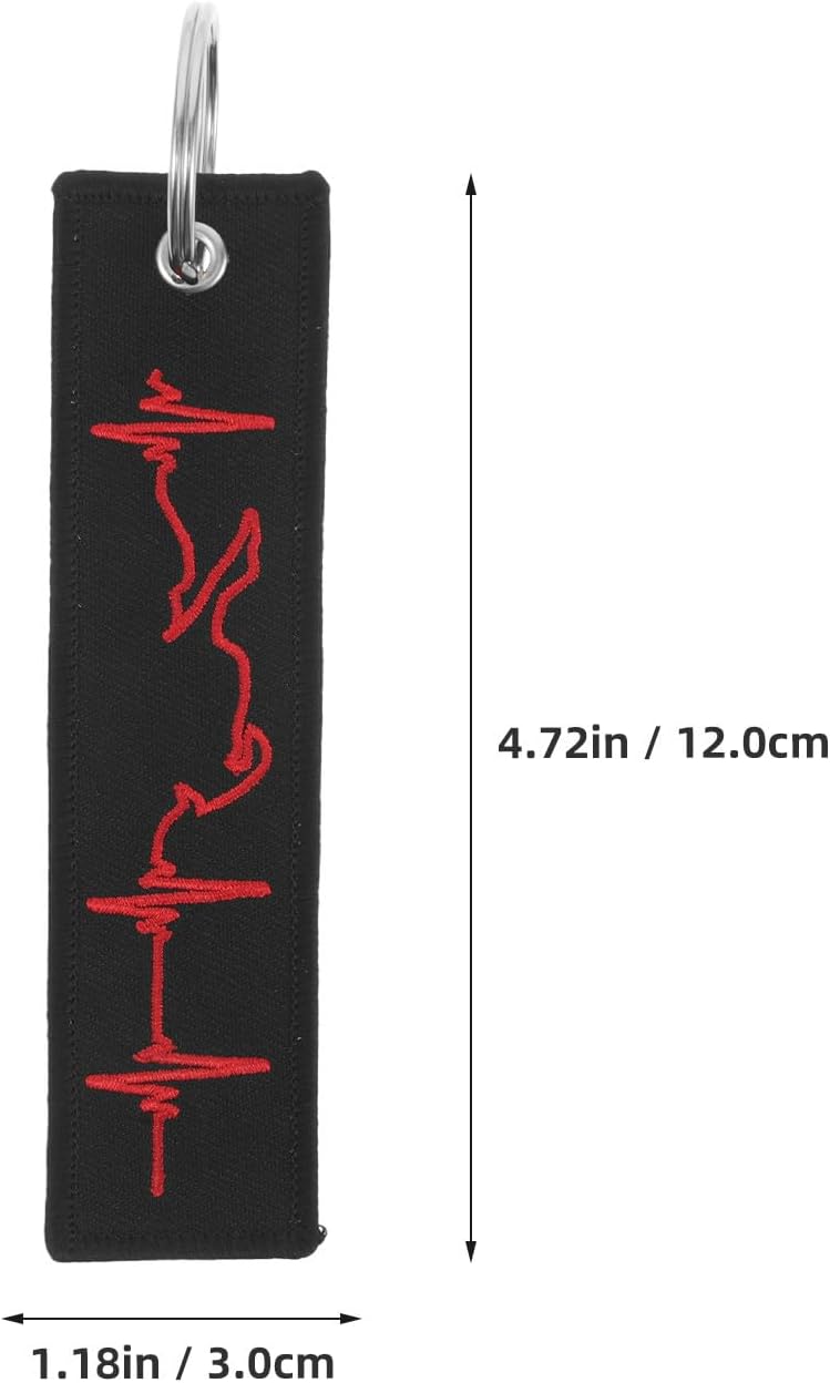 Racing Car Keychain with Heartbeat Embroidery, Black and Red Fabric Motorbike Key Ring, Creative Motorcycle Accessories for Men, Cool Car Key Chains - Image 1