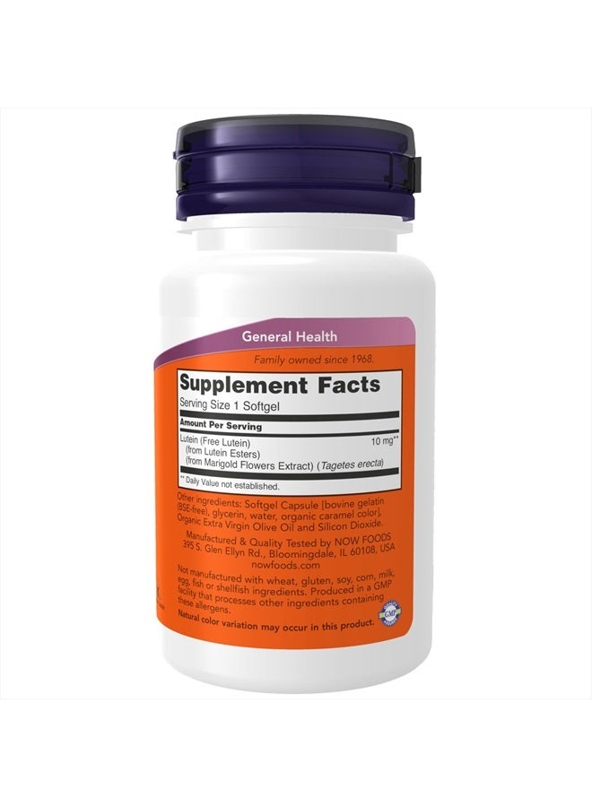 now Supplements, Lutein 10 mg with 10 mg of Free Lutein from Lutein Esters, 60 Softgels - Image 2