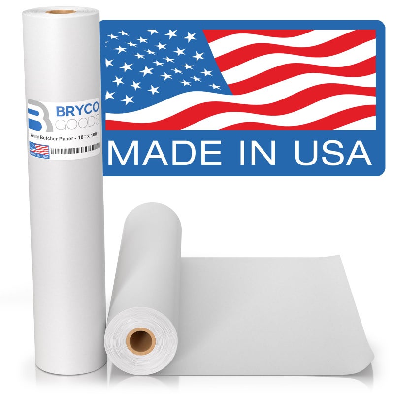 Bryco Goods White Kraft Butcher Paper Roll - 18" x 1200â€ (100 ft) - Uncoated, Unwaxed, Food-Grade Paper for Smoker, Grilling, BBQ, Wrapping & Smoking Meat, Packaging, and Sublimation - Image 1