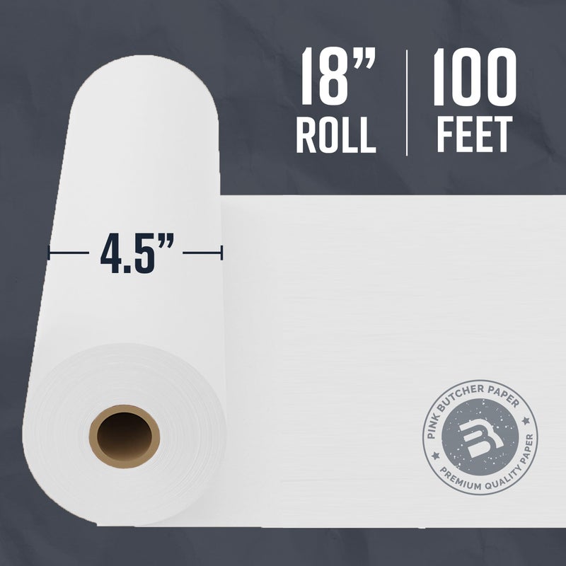 Bryco Goods White Kraft Butcher Paper Roll - 18" x 1200â€ (100 ft) - Uncoated, Unwaxed, Food-Grade Paper for Smoker, Grilling, BBQ, Wrapping & Smoking Meat, Packaging, and Sublimation - Image 4
