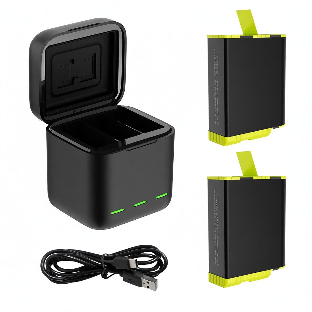 telesin Telesin Sports Camera Battery Storage Charger Set 1 3-slot Battery Charging Box + 2 Batt 1750mAh
