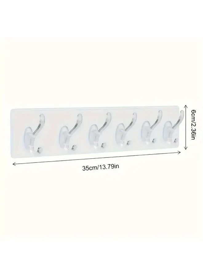 Transparent Self Adhesive Hooks Wall Shelf One Size 6 Hooks For Hanging Clothes Towels Keys - Image 4