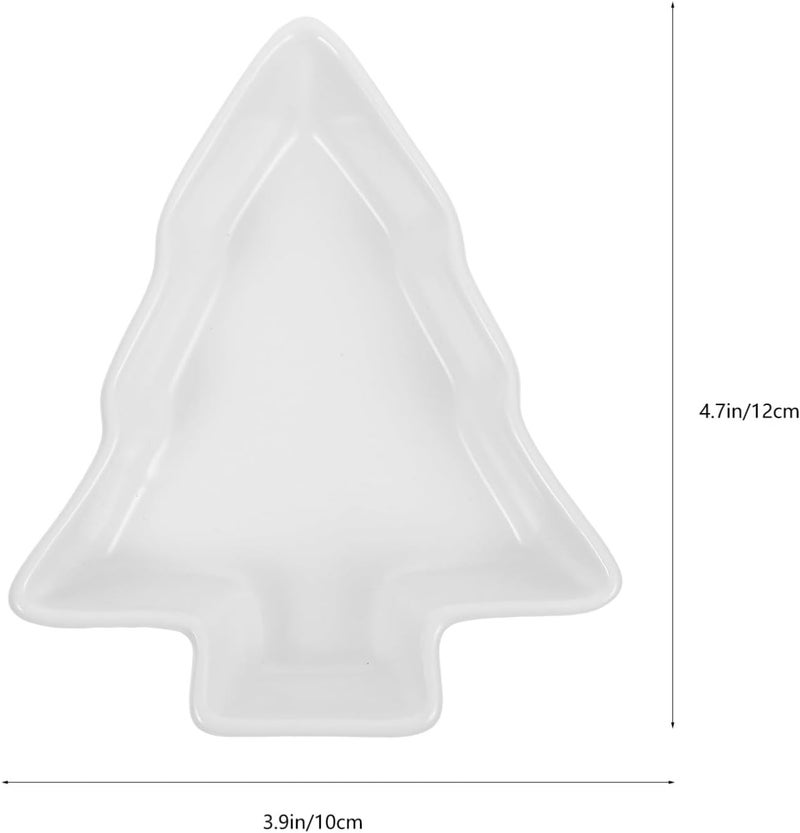 DOITOOL دويدول 2 قطع أطباق على شكل شجرة عيد الميلاد صينية سيراميك لتقديم الوجبات الخفيفة والمقبلات حاويات بسكويت وحلويات لتزيين حفلات العطلات بيضاء - Image 3