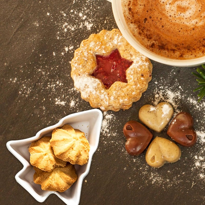 DOITOOL دويدول 2 قطع أطباق على شكل شجرة عيد الميلاد صينية سيراميك لتقديم الوجبات الخفيفة والمقبلات حاويات بسكويت وحلويات لتزيين حفلات العطلات بيضاء - Image 2