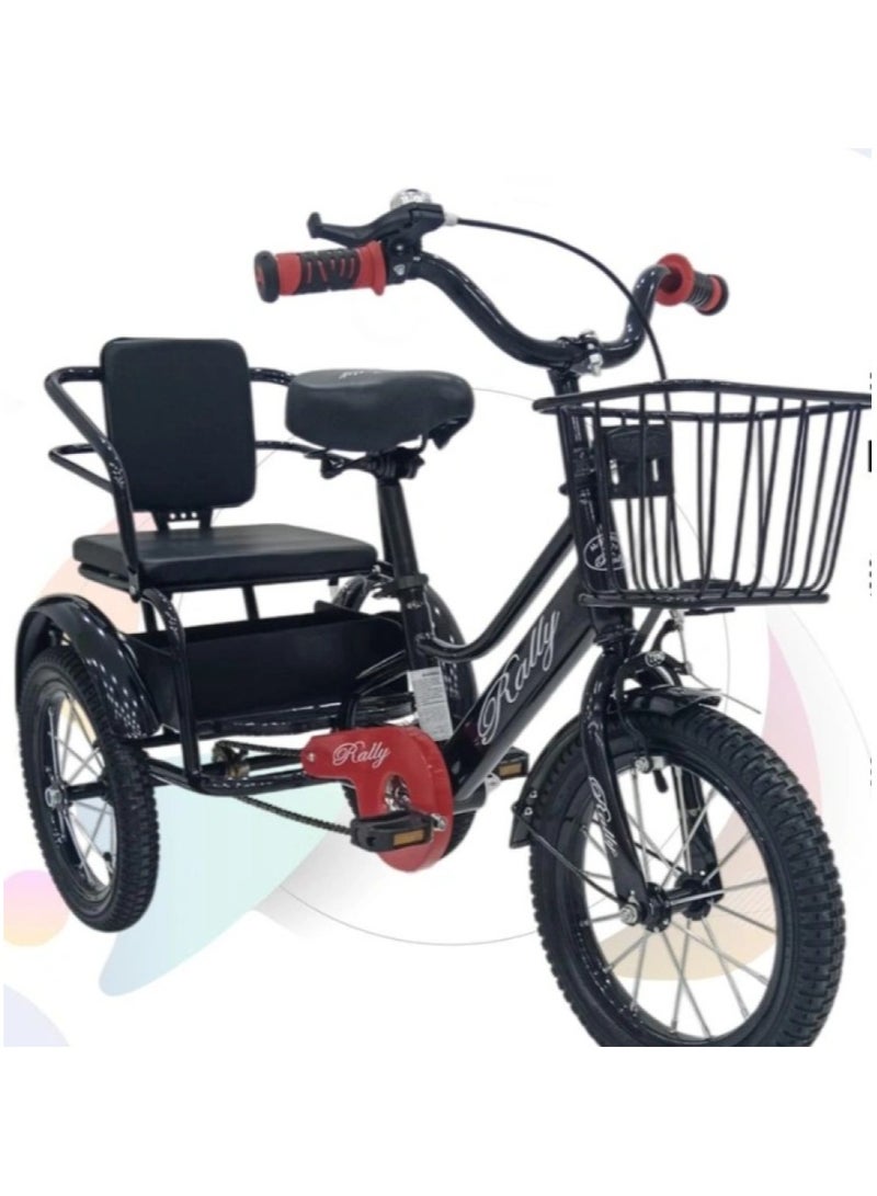 Toy Box Children's Tricycle with a Front Basket And Back Seat Size 14inch - Image 1