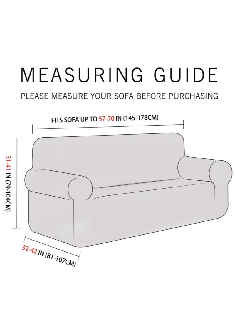 Fabienne Stretch Fit 2-Seater Sofa Cover Soft Brushed Fabric Couch Cover Exquisitely Full Coverage Furniture Protector Slipcover Two Seater Fits on Standard and Recliner Sofa 145-178cm Size Grey  - Image 2