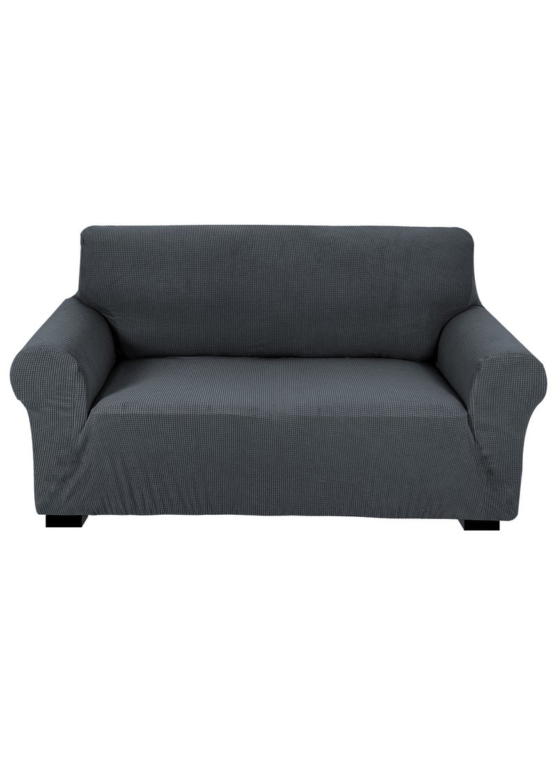 Fabienne Stretch Fit 2-Seater Sofa Cover Soft Brushed Fabric Couch Cover Exquisitely Full Coverage Furniture Protector Slipcover Two Seater Fits on Standard and Recliner Sofa 145-178cm Size Grey  - Image 4