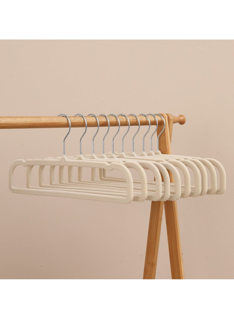 Hanayo 10 Pack Pants Hangers Cloth Hanger Set Non-Slip Velvet Hangers Space Saving Clothes Hanger Set with 360 Degree Swivel Hook Cloth Hangers for Coats Skirts Pants Dresses(Beige)  - Image 2