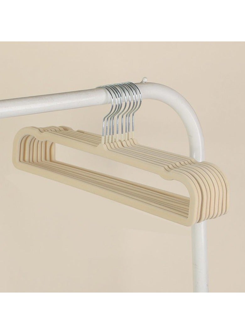 Hanayo 10 Pack Pants Hangers Cloth Hanger Set Non-Slip Velvet Hangers Space Saving Clothes Hanger Set with 360 Degree Swivel Hook Cloth Hangers for Coats Skirts Pants Dresses(Beige)  - Image 3