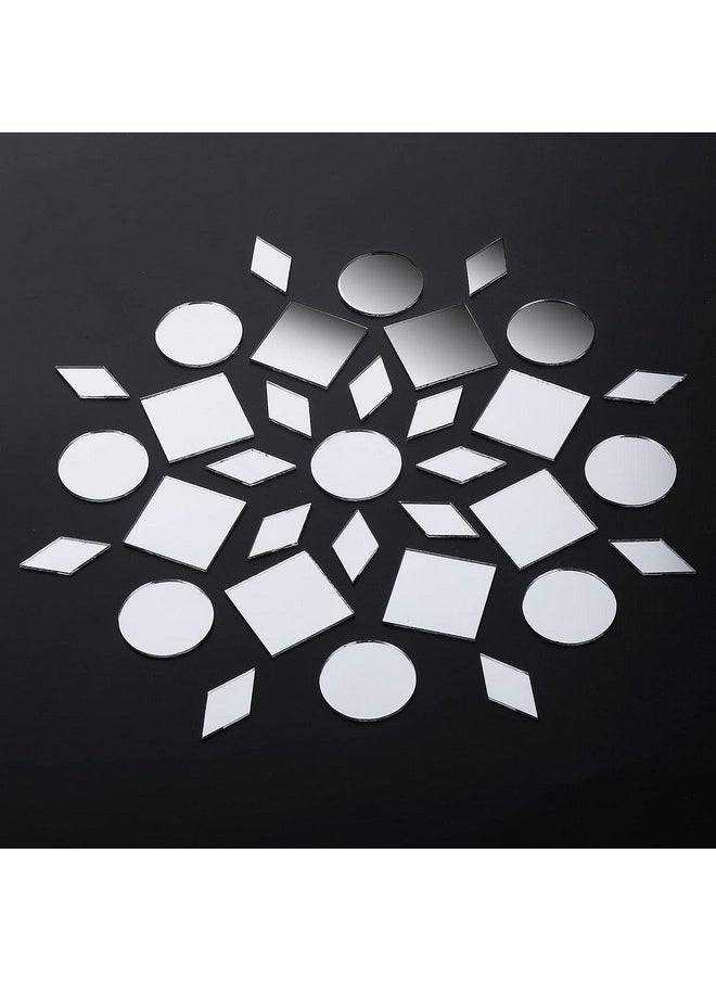 Prasacco 120 Pcs Small Mirrors For Crafts, 3 Shapes Mirror Pieces For Crafts, Square Diamond Round Craft Mirror Diy Mirror Mosaic Tiles For Disco Ball Lamp Framing Decoration  - Image 4