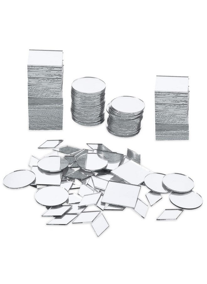 Prasacco 120 Pcs Small Mirrors For Crafts, 3 Shapes Mirror Pieces For Crafts, Square Diamond Round Craft Mirror Diy Mirror Mosaic Tiles For Disco Ball Lamp Framing Decoration  - Image 1