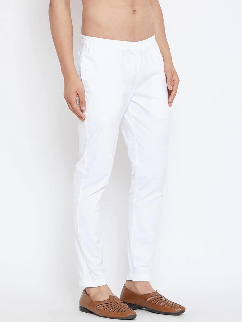 See Designs White Cotton Regular Fit Pyjamas N Elasticated Waistband_SDPJ100XL - Image 2