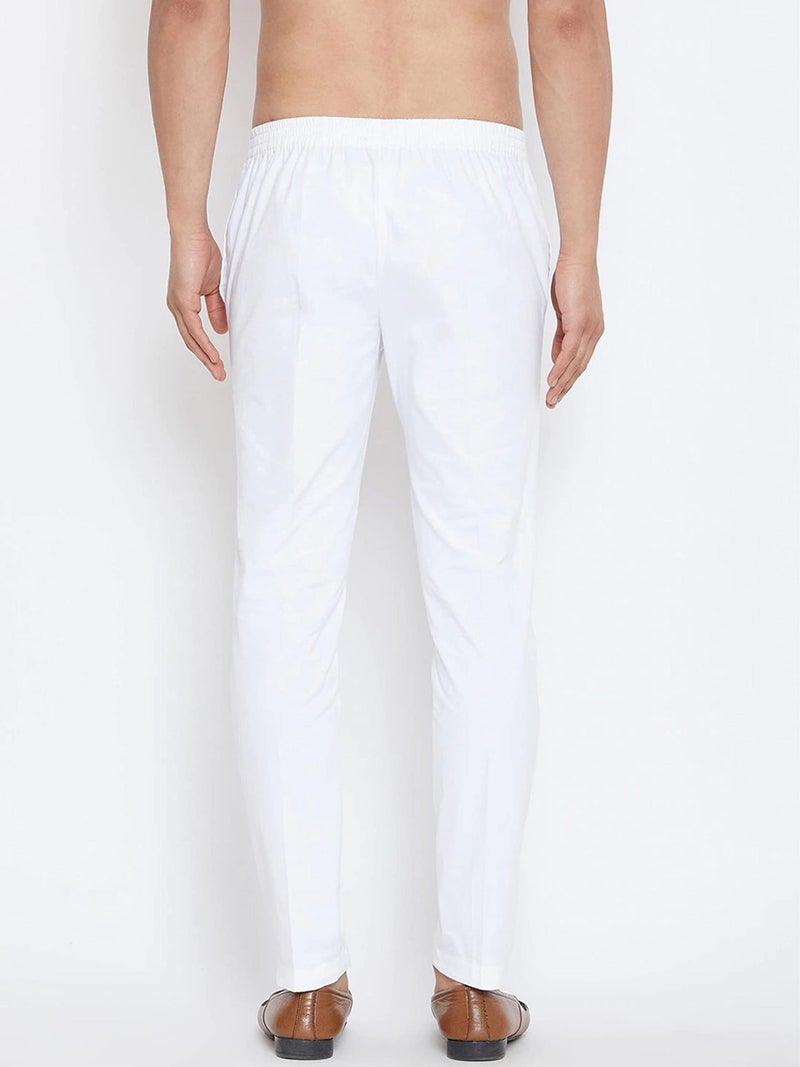 See Designs White Cotton Regular Fit Pyjamas N Elasticated Waistband_SDPJ100XL - Image 4