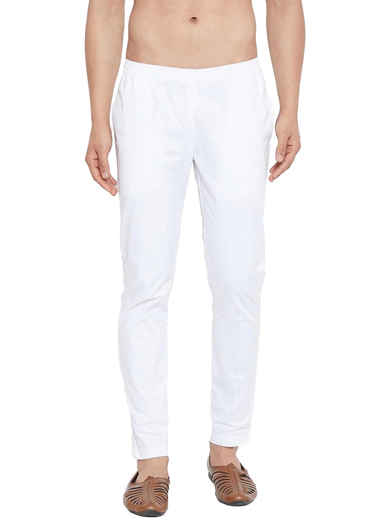 See Designs White Cotton Regular Fit Pyjamas N Elasticated Waistband_SDPJ100XL - Image 1