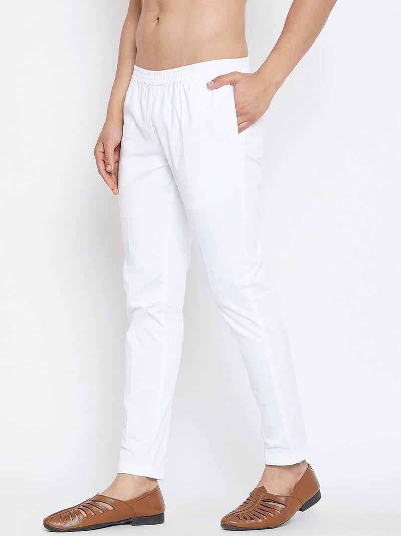 See Designs White Cotton Regular Fit Pyjamas N Elasticated Waistband_SDPJ100XL - Image 3