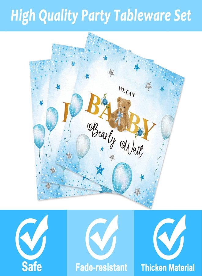 تفكس جيه مجموعة أدوات مائدة "لا نطيق الانتظار" من Tevxj، 98 قطعة، مفرش طاولة، أطباق، مناديل، وشوك بتصميم بوهيمي، مثالية لحفلات استقبال المولود الجديد (بنين وبنات)، وحفلات الكشف عن جنس المولود، وحفلات أعياد الميلاد. - Image 4