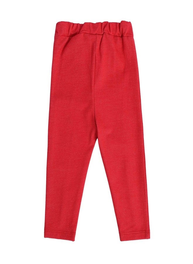 miniklub Baby Full Length Knitted Cotton Red Color Jegging (0-3M) - Image 3