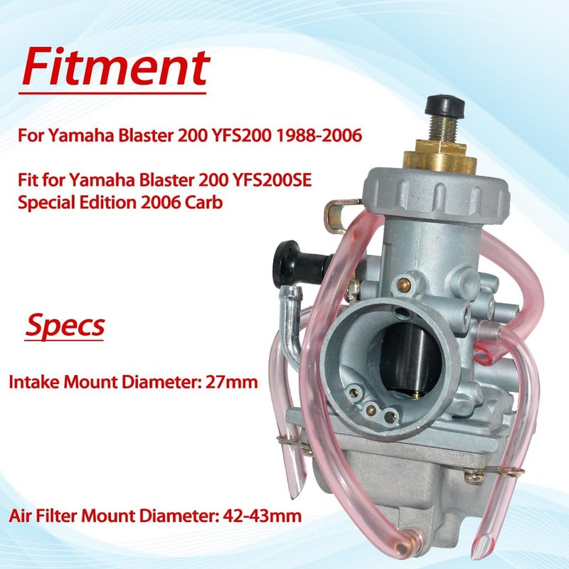 JDLLONG Carburetor for Yamaha Blaster 200 YFS 200 (1988 - 2006) with Air Filter & Fuel Petcock Valve - Image 4