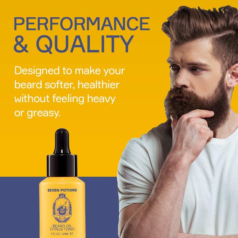 SEVEN POTIONS Natural Beard Oil for Men 1 FL OZ / 30ml â€” Fresh & Citrus Beard Softener & Conditioner â€” Vegan Conditioning Oil That Helps Prevent Itch & Dandruff (Citrus Tonic) - Image 5