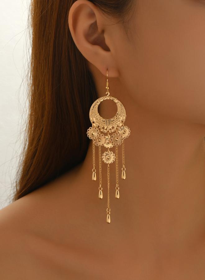 تايك تو أقراط سلسلة معدنية دائرية بشرّابات - Image 4