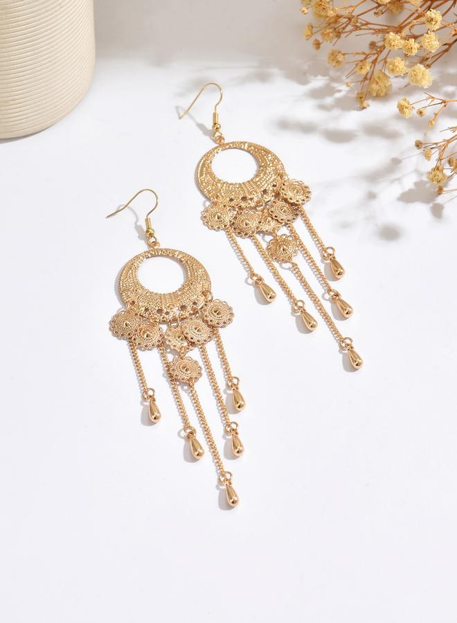 تايك تو أقراط سلسلة معدنية دائرية بشرّابات - Image 3