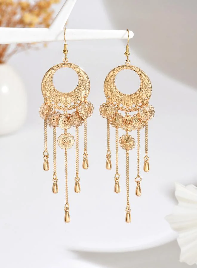 تايك تو أقراط سلسلة معدنية دائرية بشرّابات